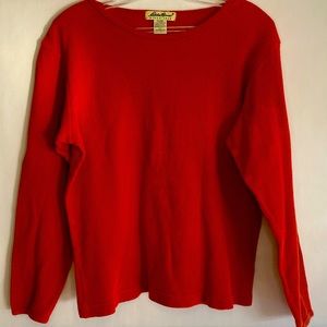 Eddie Bauer Thermal Tee Shirt Womens S/P Red Long Sleeve